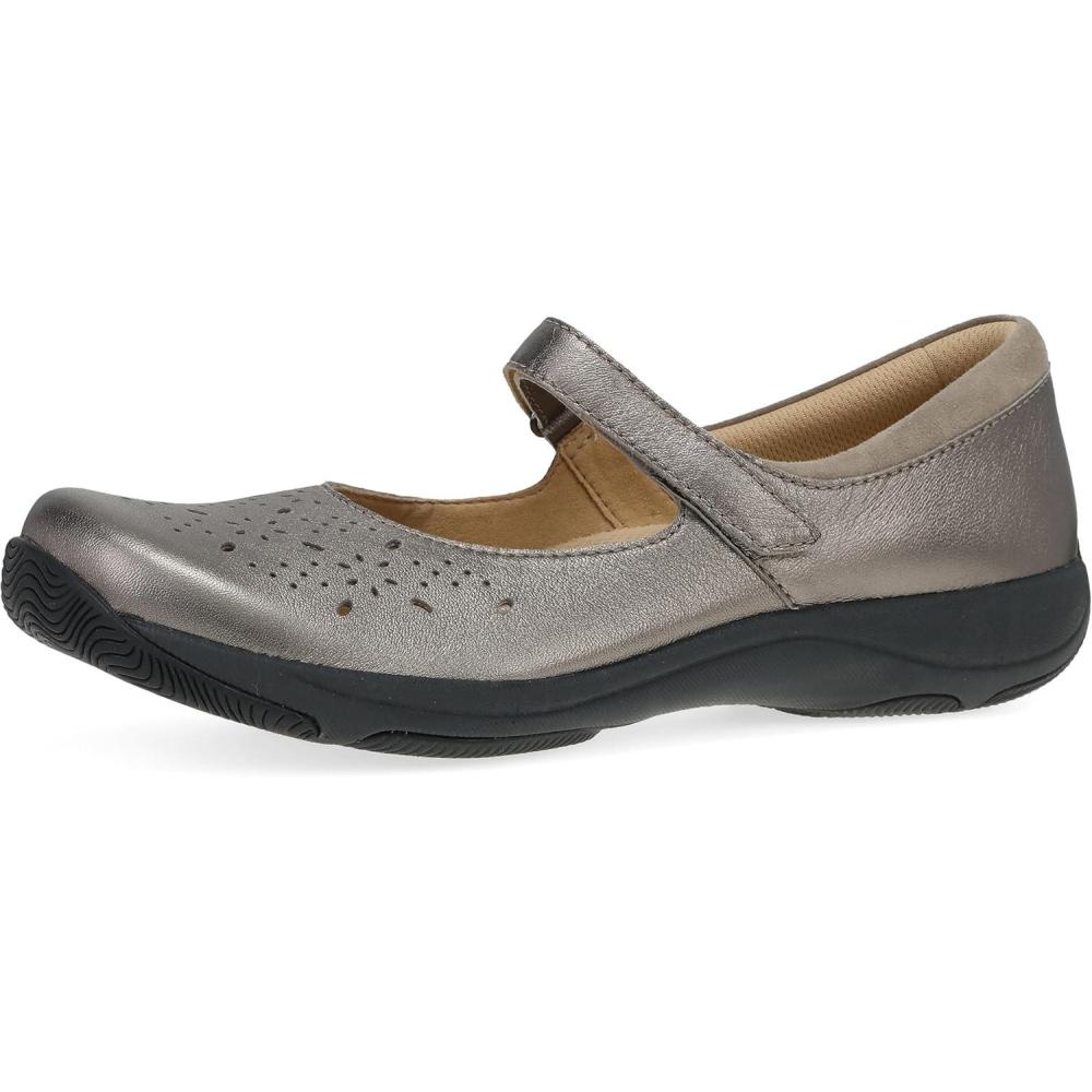 imageDansko Stacy Mary Jane Lightweight Support in a Versatile Style SlipResistant Rubber Outsole Suitable for Dry Wet and OilyWet SurfacesPewter Metallic