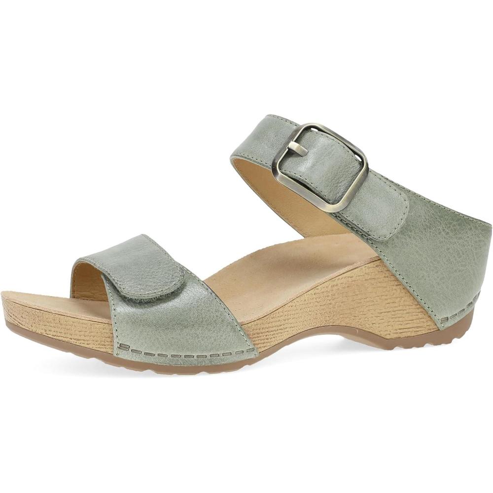 imageDansko Tanya SlipOn Wedge Sandal for Women Cushioned Contoured Footbed for AllDay Comfort and Support Hook ampamp Loop Strap with Buckle Detail Lightweight Rubber OutsoleSage
