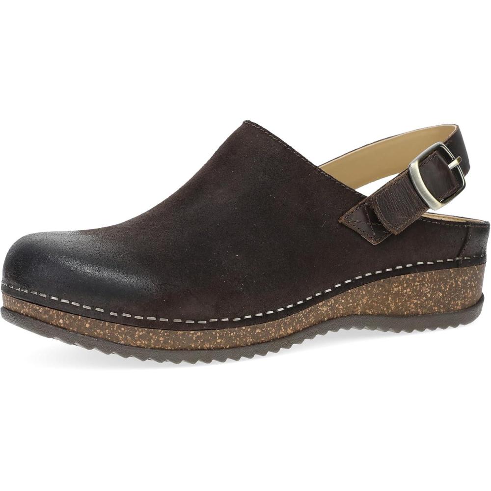 imageDansko Womens Merrin SlingBack Mule ClogDual Density CorkEVA Midsole and Lightweight Rubber Outsole Provide a Comfortable Ride on Patented Stapled ConstructionChocolate