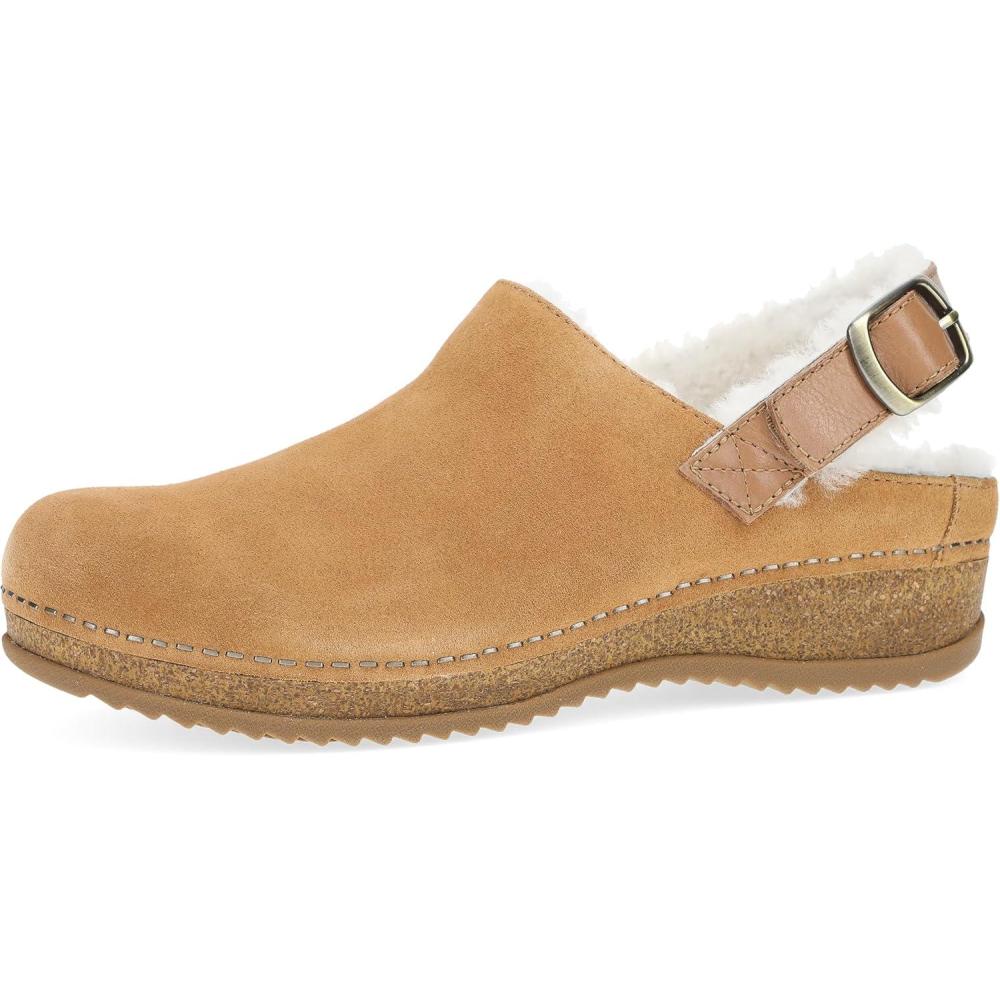 imageDansko Womens Merrin SlingBack Mule ClogDual Density CorkEVA Midsole and Lightweight Rubber Outsole Provide a Comfortable Ride on Patented Stapled ConstructionCozy Suede