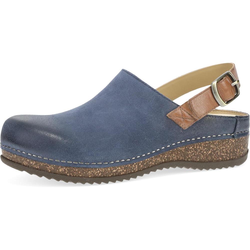 imageDansko Womens Merrin SlingBack Mule ClogDual Density CorkEVA Midsole and Lightweight Rubber Outsole Provide a Comfortable Ride on Patented Stapled ConstructionBlue