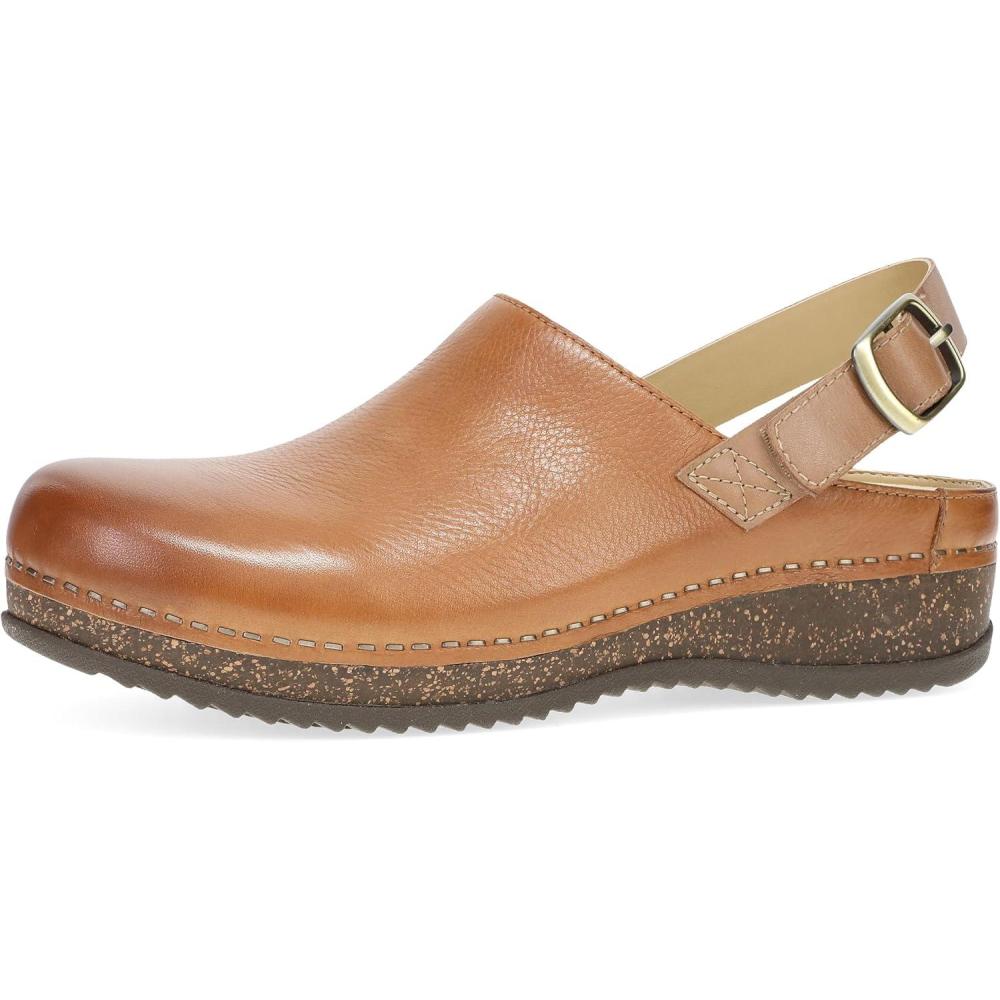 imageDansko Womens Merrin SlingBack Mule ClogDual Density CorkEVA Midsole and Lightweight Rubber Outsole Provide a Comfortable Ride on Patented Stapled ConstructionTan Waxy