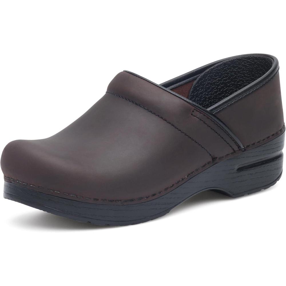 imageDansko Womens Professional SlipOn Clogs Rocker Sole and Arch Support for ComfortIdeal for Nursing Food Service HealthcareAntique BrownBlack
