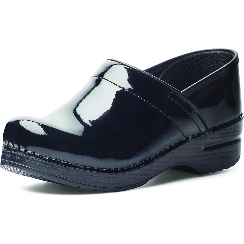 imageDansko Womens Professional SlipOn Clogs Rocker Sole and Arch Support for ComfortIdeal for Nursing Food Service HealthcareBlack Patent