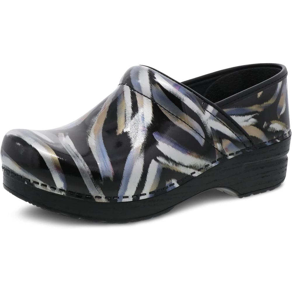 imageDansko Womens Professional SlipOn Clogs Rocker Sole and Arch Support for ComfortIdeal for Nursing Food Service HealthcareMetallic Brush Patent