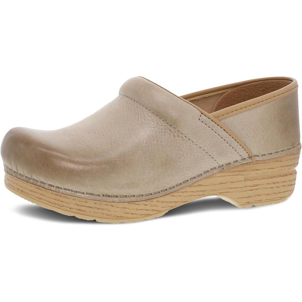 imageDansko Womens Professional SlipOn Clogs Rocker Sole and Arch Support for ComfortIdeal for Nursing Food Service HealthcareSand Milled Burnished