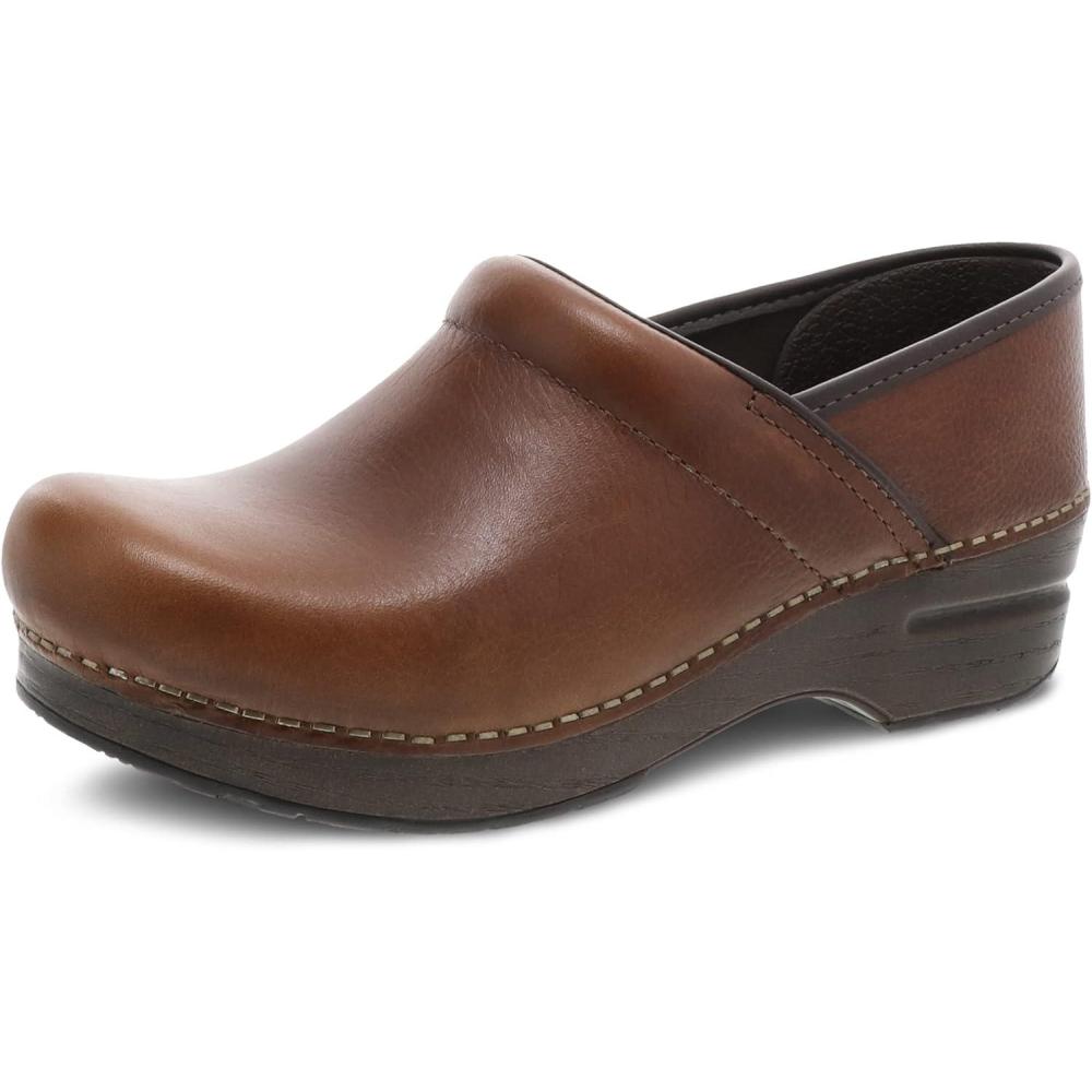 imageDansko Womens Professional SlipOn Clogs Rocker Sole and Arch Support for ComfortIdeal for Nursing Food Service HealthcareTan Tumbled Pull Up