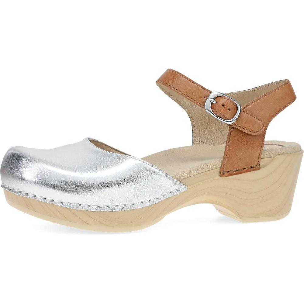 imageDansko Womens Sam Sandals  Comfort Support Womens Dress SandalsSilverTan