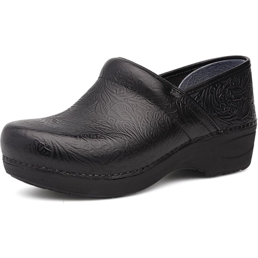 imageDansko XP 20 Clogs Lightweight SlipResistant Footwear for Comfort and Support Ideal for Long Standing Professionals Nursing Healthcare ProfessionalsBlack Floral Tooled