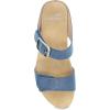 Dansko Tanya Slip-On Wedge Sandal for Women – Cushioned, Contoured Footbed for All-Day Comfort and Support – Hook & Loop Strap with Buckle Detail – Lightweight Rubber Outsole(Blue)