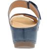 Dansko Tanya Slip-On Wedge Sandal for Women – Cushioned, Contoured Footbed for All-Day Comfort and Support – Hook & Loop Strap with Buckle Detail – Lightweight Rubber Outsole(Blue)