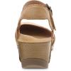 Dansko Tiffani Wedge Sandal for Women – Cushioned, Contoured Footbed for All-Day Comfort and Support – Hook & Loop Strap with Buckle Detail – Lightweight Rubber Outsole(Tan)