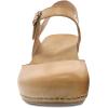 Dansko Tiffani Wedge Sandal for Women – Cushioned, Contoured Footbed for All-Day Comfort and Support – Hook & Loop Strap with Buckle Detail – Lightweight Rubber Outsole(Tan)