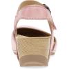 Dansko Tiffani Wedge Sandal for Women – Cushioned, Contoured Footbed for All-Day Comfort and Support – Hook & Loop Strap with Buckle Detail – Lightweight Rubber Outsole(Pink)