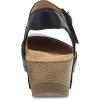 Dansko Tiffani Wedge Sandal for Women – Cushioned, Contoured Footbed for All-Day Comfort and Support – Hook & Loop Strap with Buckle Detail – Lightweight Rubber Outsole(Black)