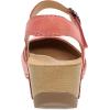 Dansko Tiffani Wedge Sandal for Women – Cushioned, Contoured Footbed for All-Day Comfort and Support – Hook & Loop Strap with Buckle Detail – Lightweight Rubber Outsole(Coral)