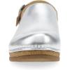 Dansko Women’s Merrin Sling-Back Mule Clog-Dual Density Cork/EVA Midsole and Lightweight Rubber Outsole Provide a Comfortable Ride on Patented Stapled Construction(Silver Metallic)