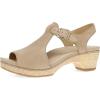 Dansko Laverne Peep-Toe Sandals for Women – T-Strap Design with Stain Resistant Nubuck Leathers(Sand)
