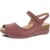 Dansko Marcy Slip-On Wedge Sandal for Women – Comfortable Wedge Shoes with Arch Support -Adjustable Hook & Loop Strap – Versatile Casual to Dressy Footwear – Lightweight Rubber Outsole(Rose)