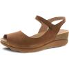 Dansko Marcy Slip-On Wedge Sandal for Women – Comfortable Wedge Shoes with Arch Support -Adjustable Hook & Loop Strap – Versatile Casual to Dressy Footwear – Lightweight Rubber Outsole(Tan)