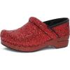 Dansko Professional Glitter Slip-On Clogs for Women – Rocker Sole and Arch Support for Comfort – Shiny and Stylish Glitter Uppers(Red)