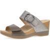 Dansko Shannon Slip-On Wedge Sandal for Women – Cork/EVA Wedge with Arch Support -Fully Adjustable Straps-Versatile Casual to Dressy Footwear(Pewter/Taupe)