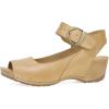 Dansko Tiana Slip-On Platform Sandal for Women – Cushioned, Contoured Footbed for All-Day Comfort and Support – Hook & Loop Strap with Buckle Detail – Lightweight Rubber Outsole(Tan)