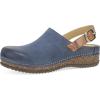 Dansko Women’s Merrin Sling-Back Mule Clog-Dual Density Cork/EVA Midsole and Lightweight Rubber Outsole Provide a Comfortable Ride on Patented Stapled Construction(Blue)