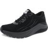 Dansko Women’s Pace Walking Shoe – Lightweight Performance Sneaker with Arch Support(Black/Grey)