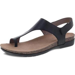 Dansko Reece Sandal for Women – Memory Foam and Cork Footbed for Comfort and Arch Support – Lightweight Rubber Outsole for Long-Lasting Wear with Hook & Loop Strap(Black Full Grain)