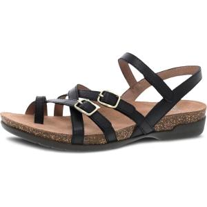Dansko Roslyn Sandal for Women – Memory Foam and Cork Footbed for Comfort and Arch Support – Lightweight Rubber Outsole for Long-Lasting Wear –Versatile Casual to Dressy Footwear(Black)