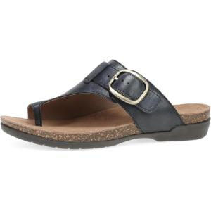 Dansko Rylee Sandal for Women – Memory Foam and Cork Footbed for Comfort and Arch Support – Lightweight Rubber Outsole for Long-Lasting Wear(Black Leather)